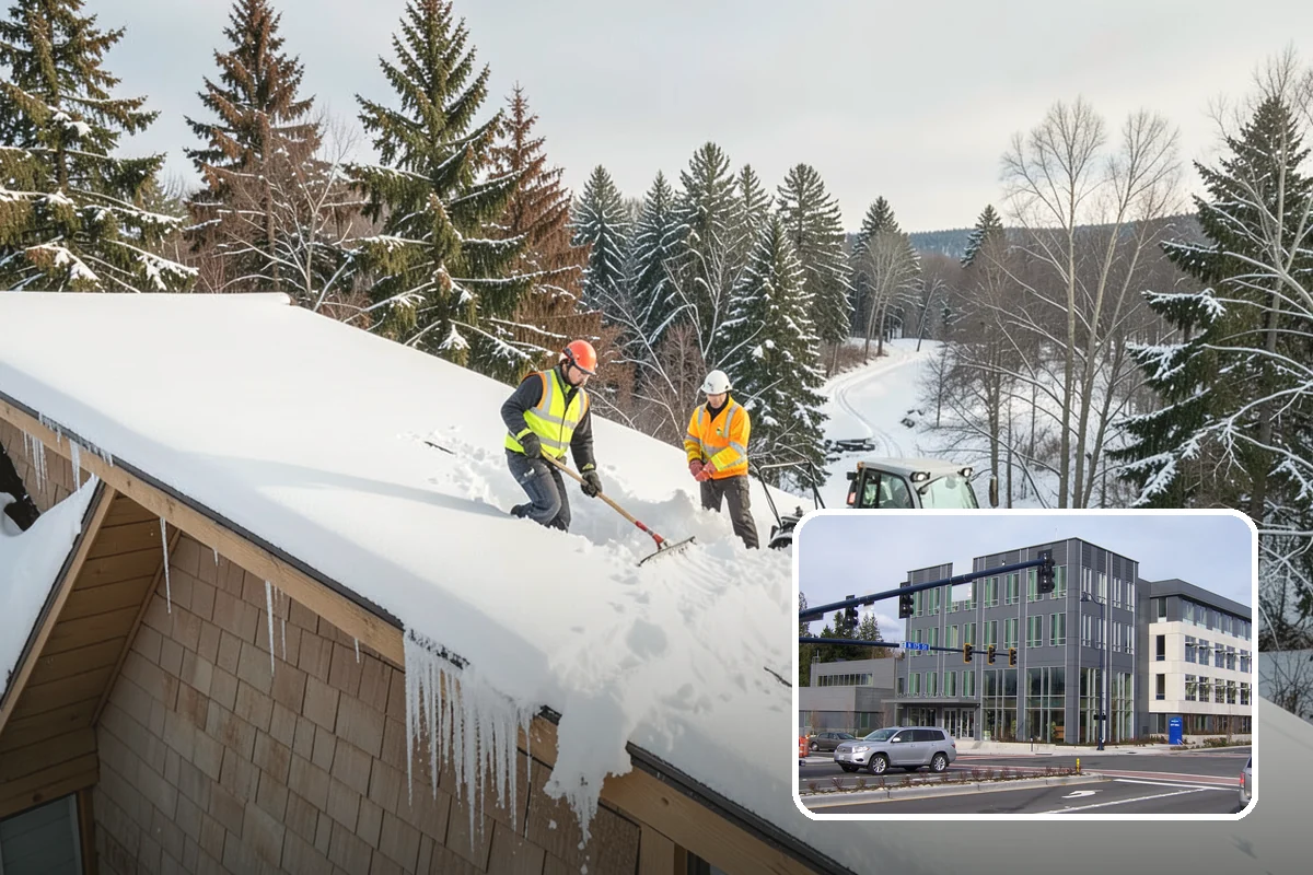 School Snow Plowing in Shoreline, King County, WA - Bus loops and drop-off lanes cleared before students arrive