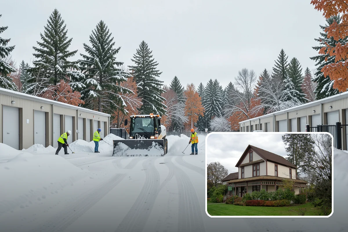 School Snow Plowing in Sumner, Pierce County, WA - Bus loops and drop-off lanes cleared before students arrive