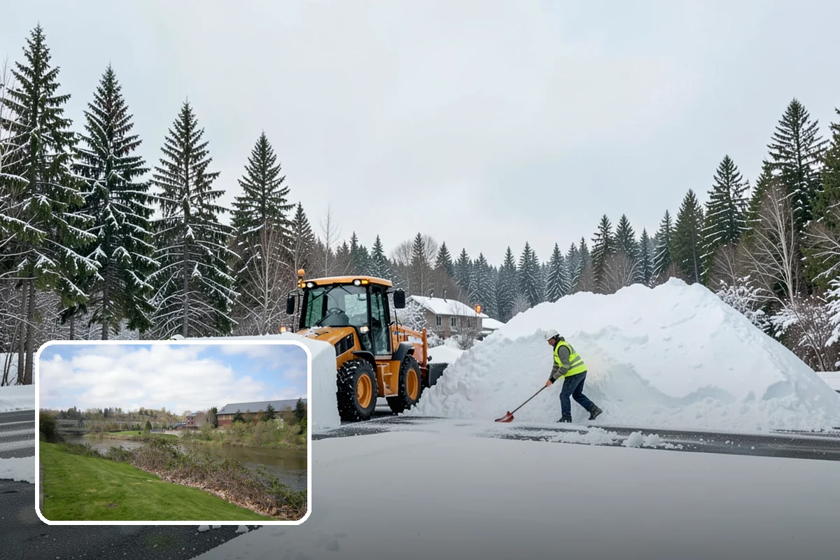 School Snow Plowing in Tukwila, King County, WA - Bus loops and drop-off lanes cleared before students arrive