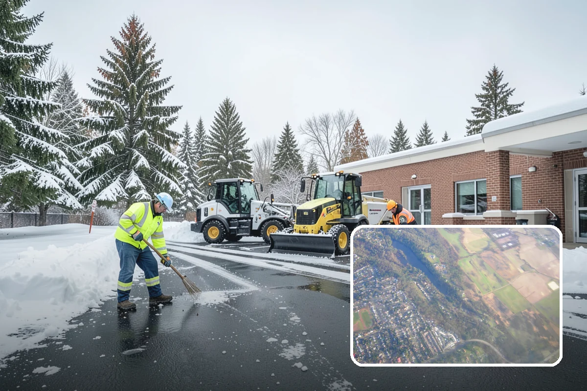 School Snow Removal in Algona, King County, WA - Clear bus loops and drop-off lanes before arrival
