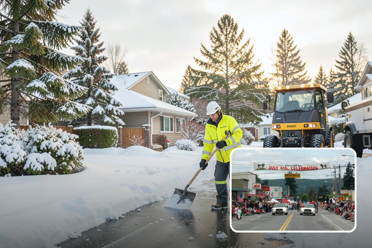 School Snow Removal in Carnation, King County, WA - Clear bus loops and drop-off lanes before arrival