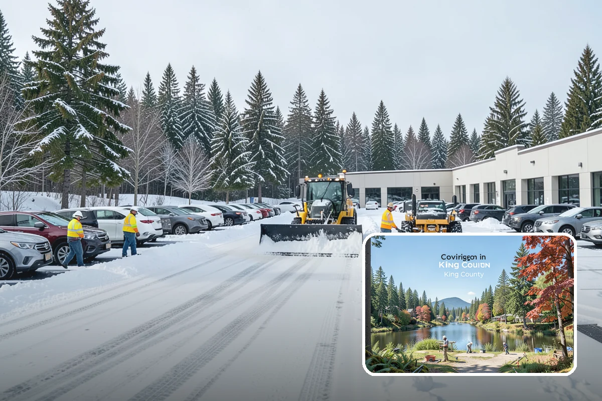 School Snow Removal in Covington, King County, WA - Clear bus loops and drop-off lanes before arrival