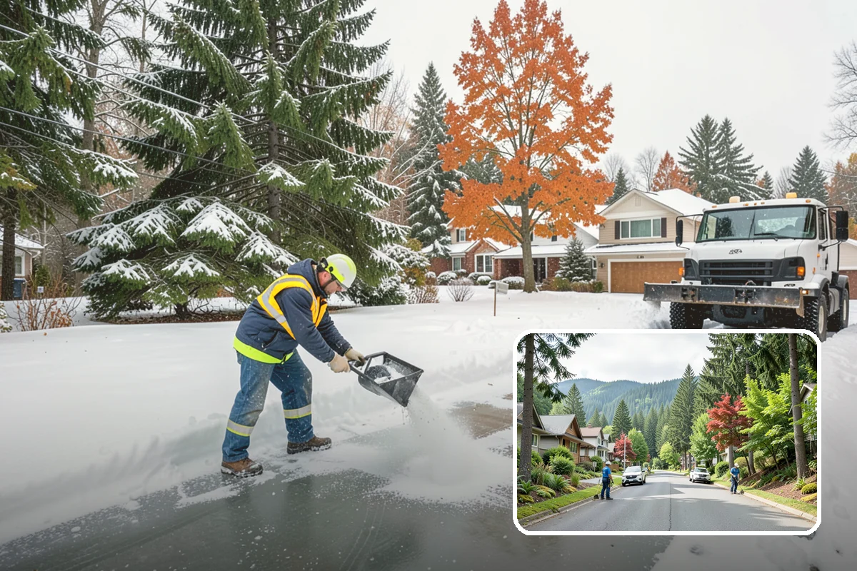 School Snow Removal in Darrington, Snohomish County, WA - Clear bus loops and drop-off lanes before arrival
