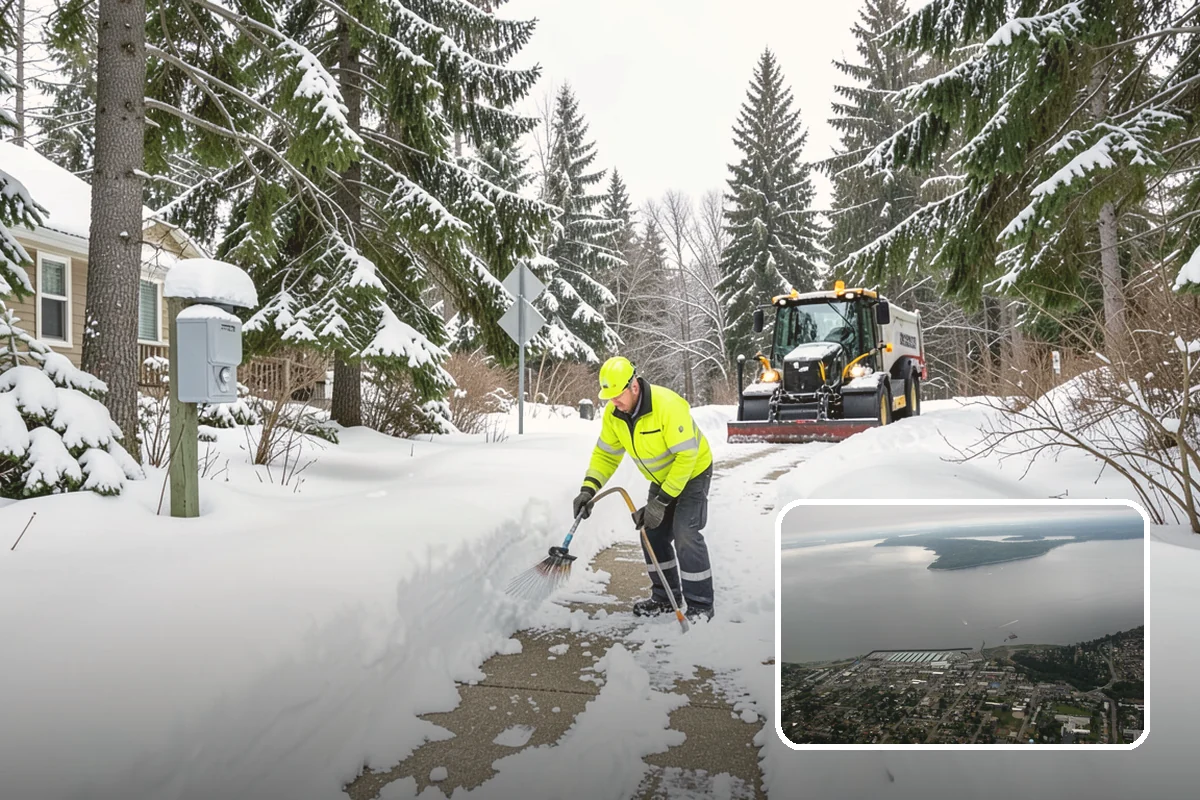 School Snow Removal in Des Moines, King County, WA - Clear bus loops and drop-off lanes before arrival
