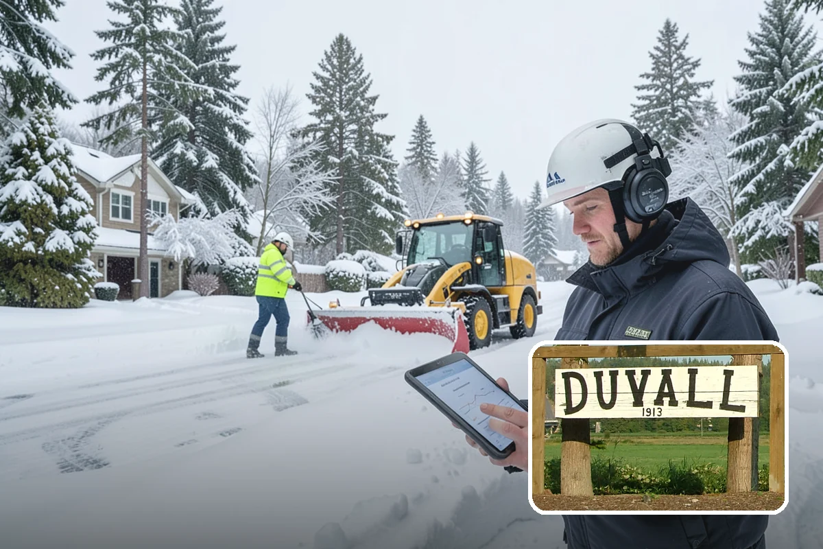 School Snow Removal in Duvall, King County, WA - Clear bus loops and drop-off lanes before arrival