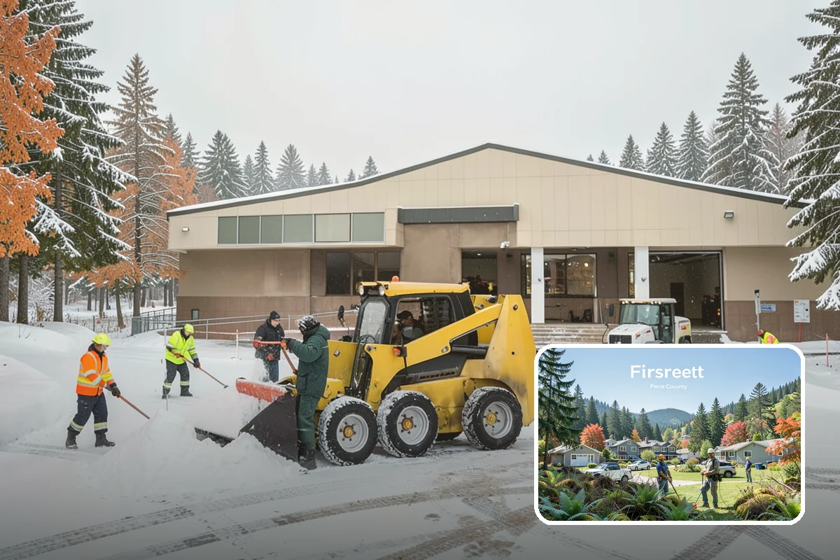 School Snow Removal in Fircrest, Pierce County, WA - Clear bus loops and drop-off lanes before arrival