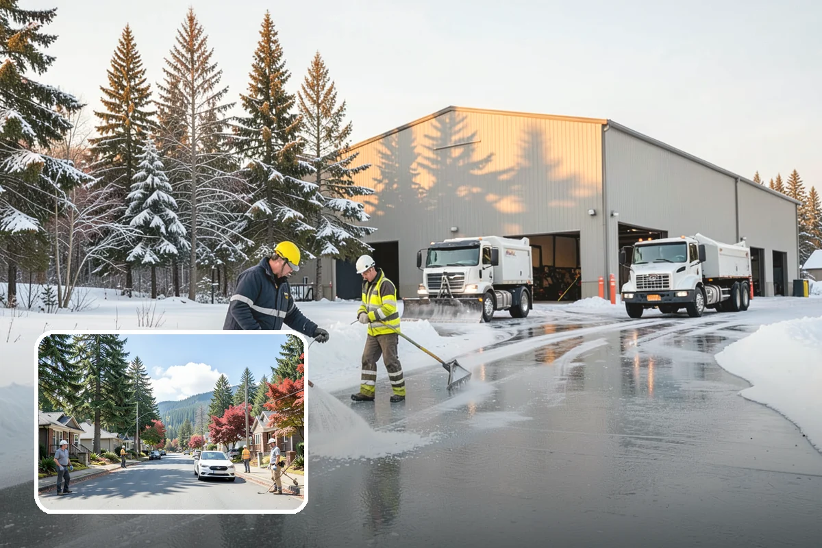 School Snow Removal in Hunts Point, King County, WA - Clear bus loops and drop-off lanes before arrival