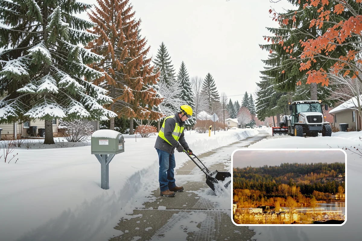 School Snow Removal in Kenmore, King County, WA - Clear bus loops and drop-off lanes before arrival