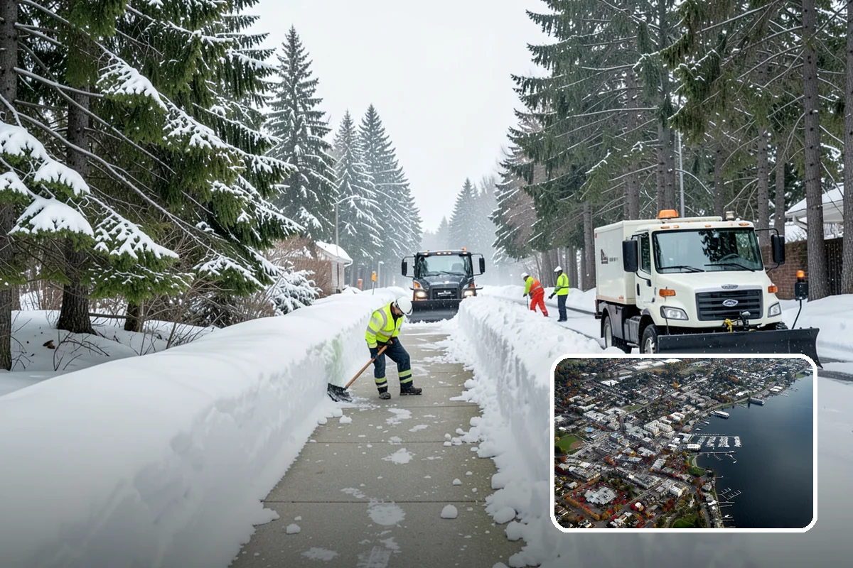 School Snow Removal in Kirkland, King County, WA - Clear bus loops and drop-off lanes before arrival