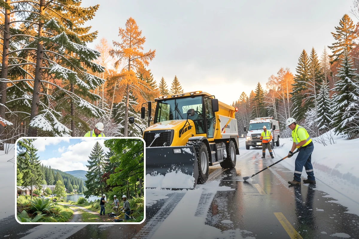 School Snow Removal in Lake Forest Park, King County, WA - Clear bus loops and drop-off lanes before arrival