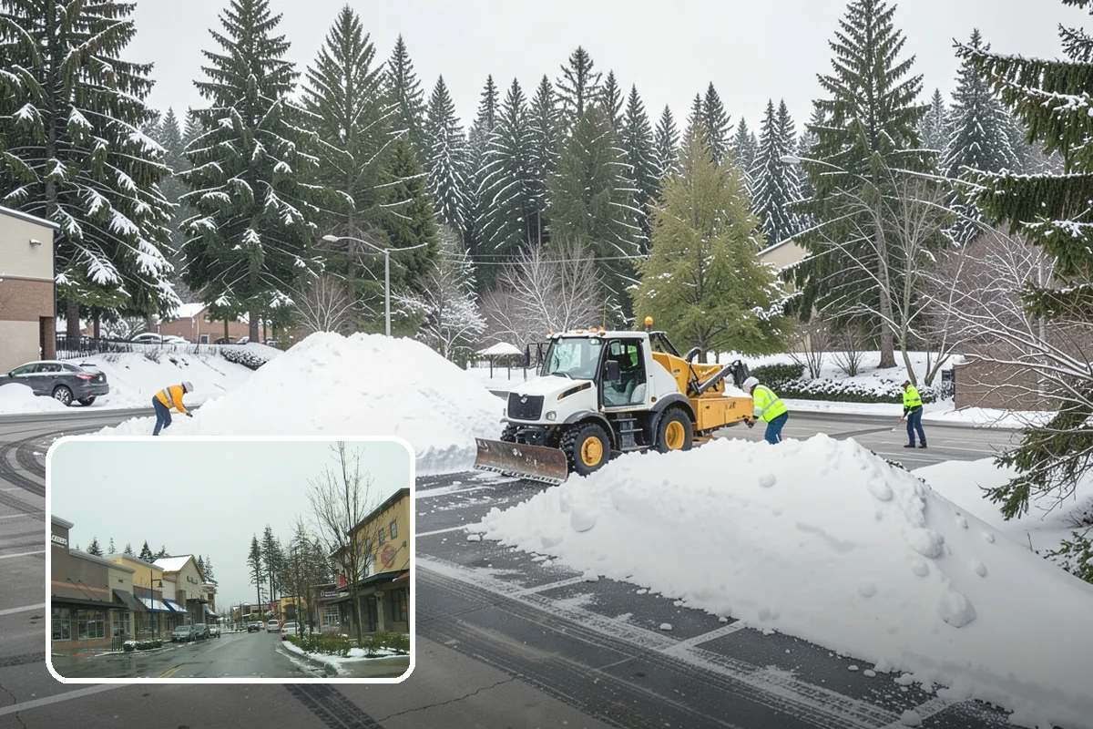 School Snow Removal in Mill Creek, Snohomish County, WA - Clear bus loops and drop-off lanes before arrival