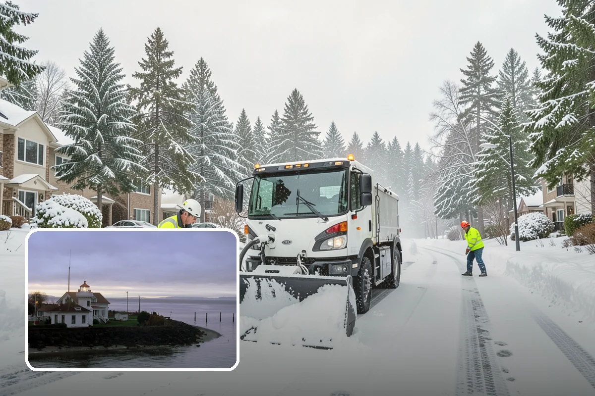 School Snow Removal in Mukilteo, Snohomish County, WA - Clear bus loops and drop-off lanes before arrival