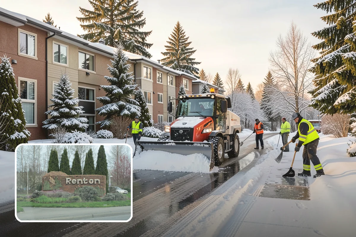 School Snow Removal in Renton, King County, WA - Clear bus loops and drop-off lanes before arrival