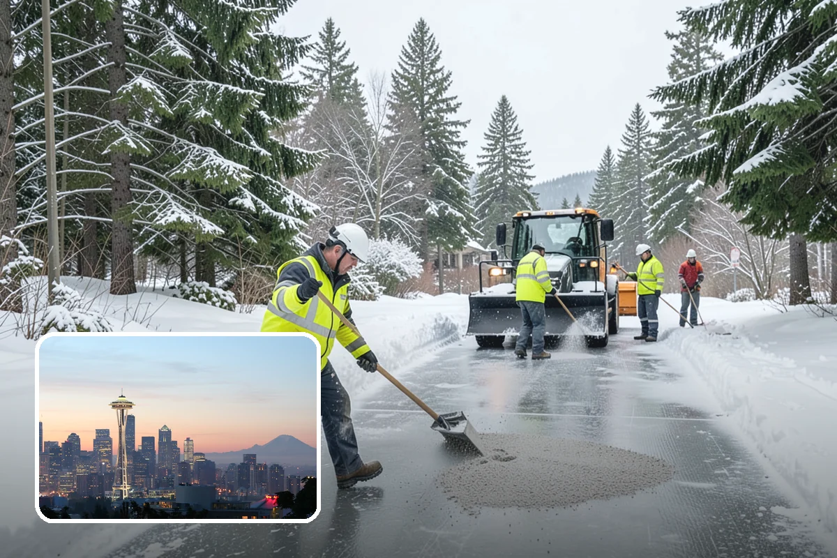 School Snow Removal in Seattle, King County, WA - Clear bus loops and drop-off lanes before arrival