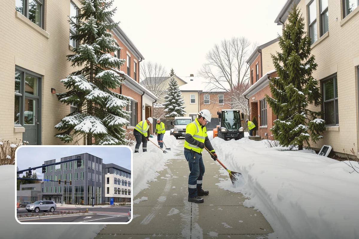 School Snow Removal in Shoreline, King County, WA - Clear bus loops and drop-off lanes before arrival