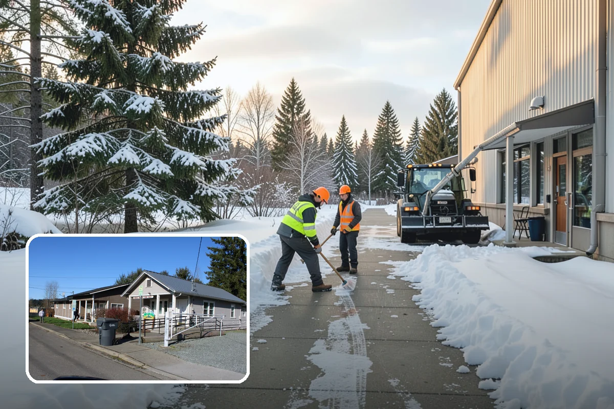 School Snow Removal in South Prairie, Pierce County, WA - Clear bus loops and drop-off lanes before arrival