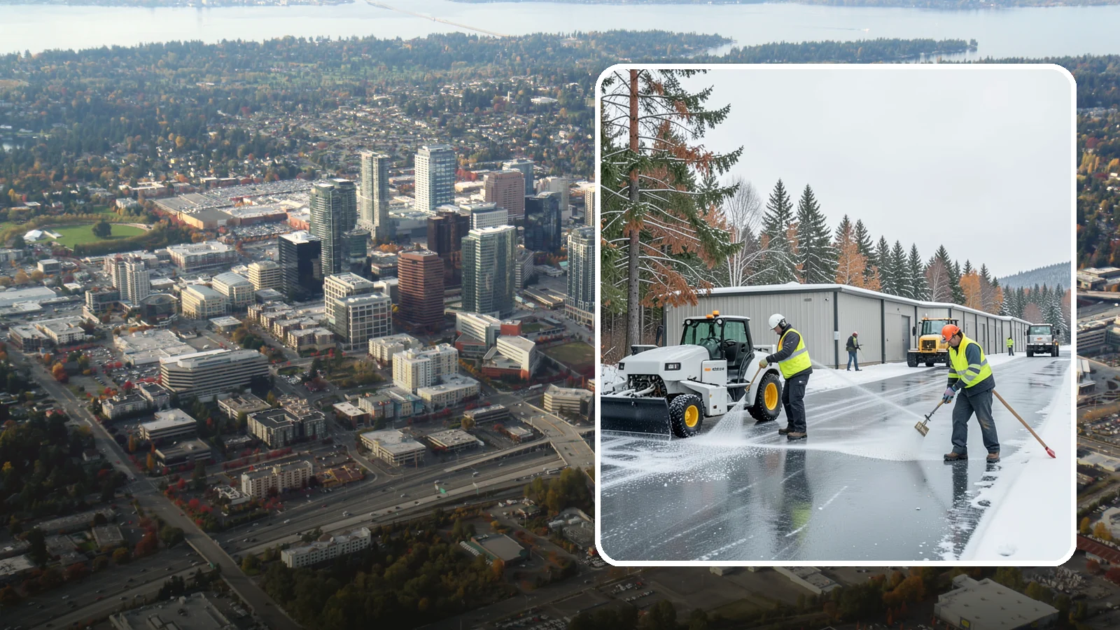 Self-Storage Facility Deicing in Bellevue, King County, WA - Deicing for self-storage facilities, keeping drive aisles, unit approaches, and office entrances safe for customers hauling...