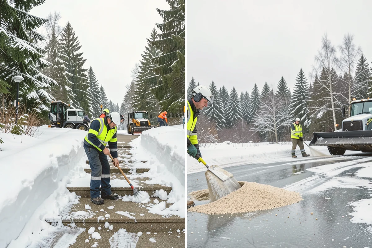 Self-Storage Facility Deicing in Bellevue, King County, WA - Map drive aisles, busy unit rows, and the office entrance