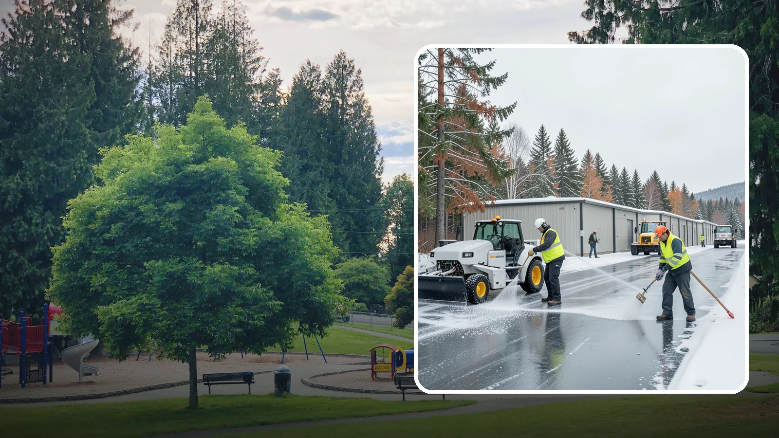Self-Storage Facility Deicing in Bonney Lake, Pierce County, WA - Deicing for self-storage facilities, keeping drive aisles, unit approaches, and office entrances safe for customers hauling...