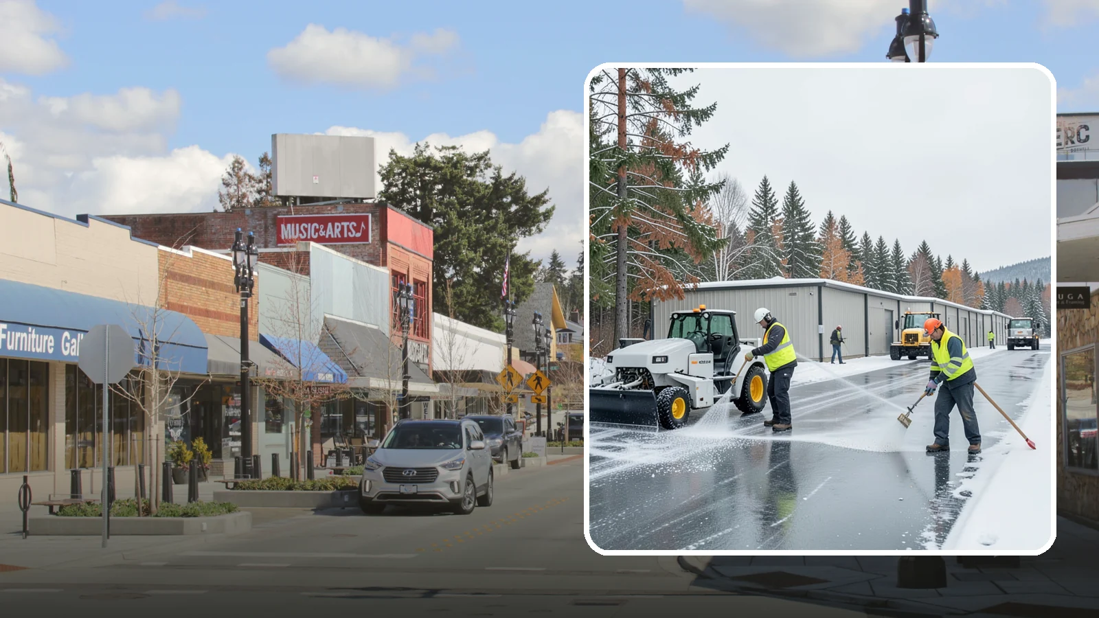 Self-Storage Facility Deicing in Bothell, King County, WA - Deicing for self-storage facilities, keeping drive aisles, unit approaches, and office entrances safe for customers hauling...