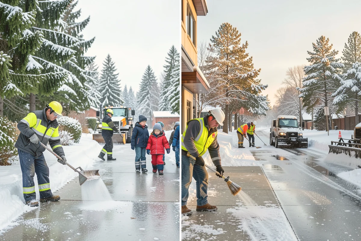 Self-Storage Facility Deicing in Brier, Snohomish County, WA - Map drive aisles, busy unit rows, and the office entrance
