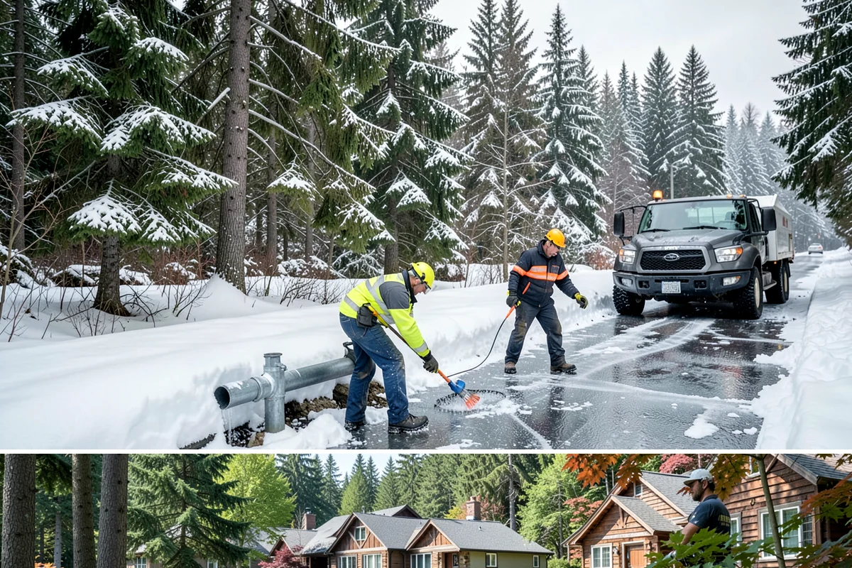 Self-Storage Facility Deicing in Edgewood, Pierce County, WA - Deicing runs through winter, with added attention during freezing-rain events that glaze the facility's exposed drive aisles...