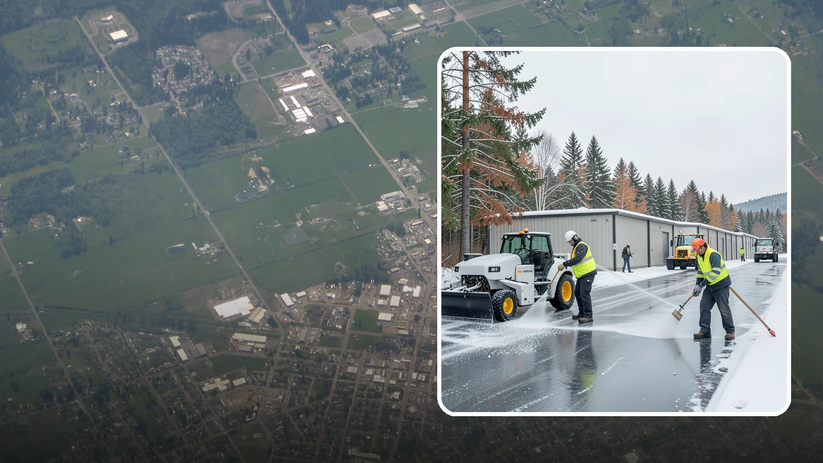 Self-Storage Facility Deicing in Enumclaw, King County, WA - Deicing for self-storage facilities, keeping drive aisles, unit approaches, and office entrances safe for customers hauling...