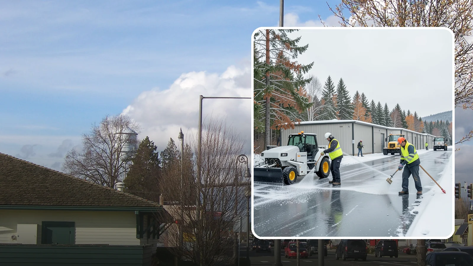 Self-Storage Facility Deicing in Marysville, Snohomish County, WA - Deicing for self-storage facilities, keeping drive aisles, unit approaches, and office entrances safe for customers hauling...