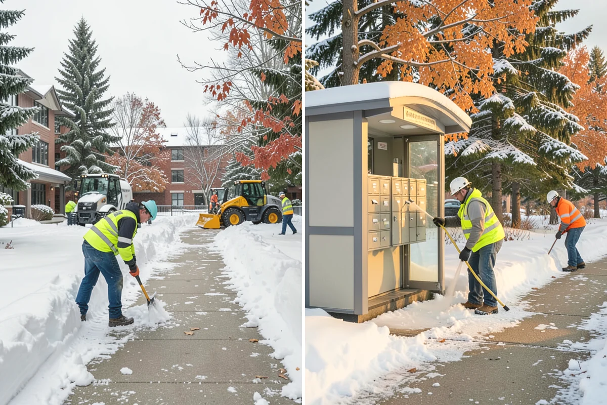 Self-Storage Facility Deicing in Mercer Island, King County, WA - Map drive aisles, busy unit rows, and the office entrance