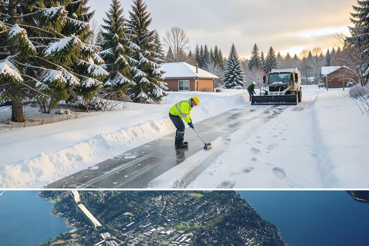 Self-Storage Facility Deicing in Mercer Island, King County, WA - Deicing runs through winter, with added attention during freezing-rain events that glaze the facility's exposed drive aisles...