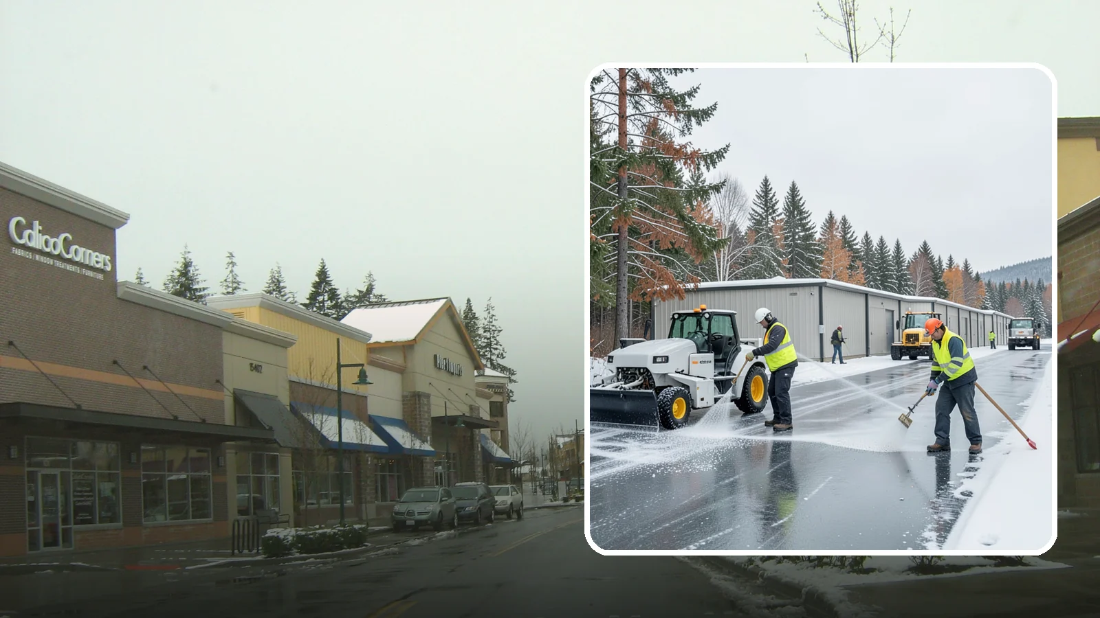 Self-Storage Facility Deicing in Mill Creek, Snohomish County, WA - Deicing for self-storage facilities, keeping drive aisles, unit approaches, and office entrances safe for customers hauling...
