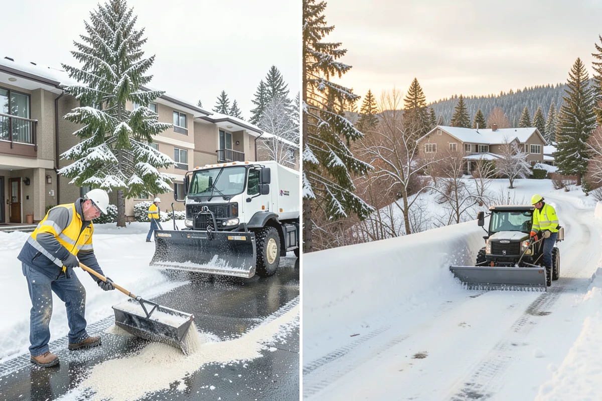 Self-Storage Facility Deicing in Mountlake Terrace, Snohomish County, WA - Map drive aisles, busy unit rows, and the office entrance
