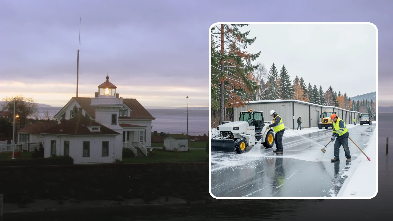 Self-Storage Facility Deicing in Mukilteo, Snohomish County, WA - Deicing for self-storage facilities, keeping drive aisles, unit approaches, and office entrances safe for customers hauling...