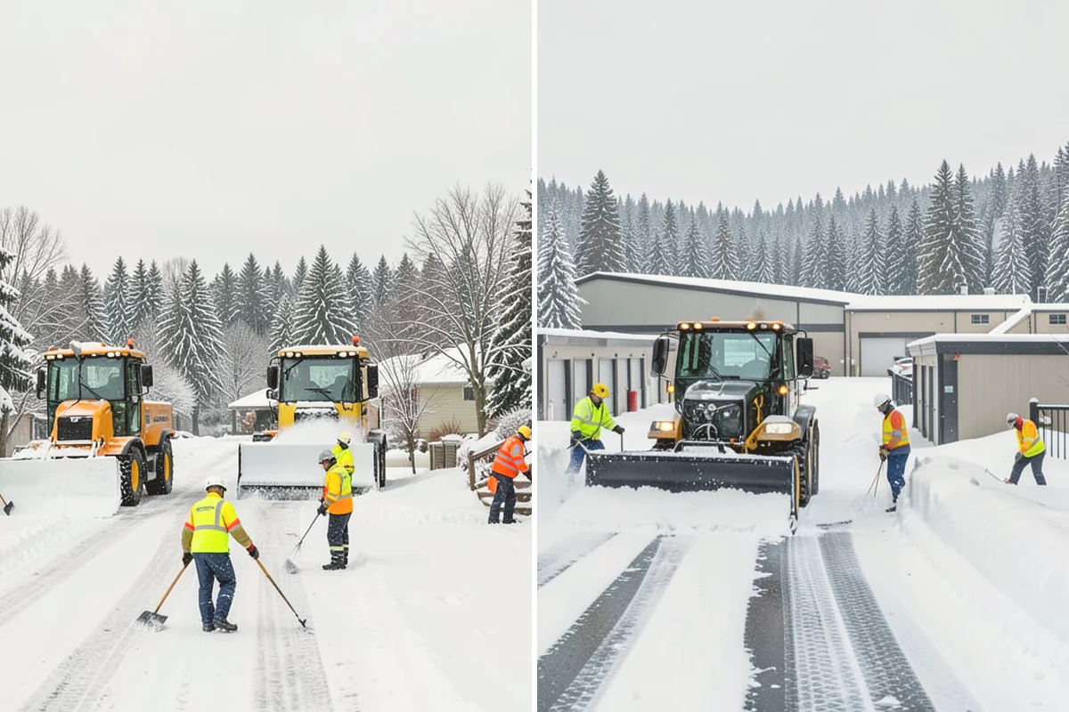 Self-Storage Facility Deicing in Newcastle, King County, WA - Map drive aisles, busy unit rows, and the office entrance