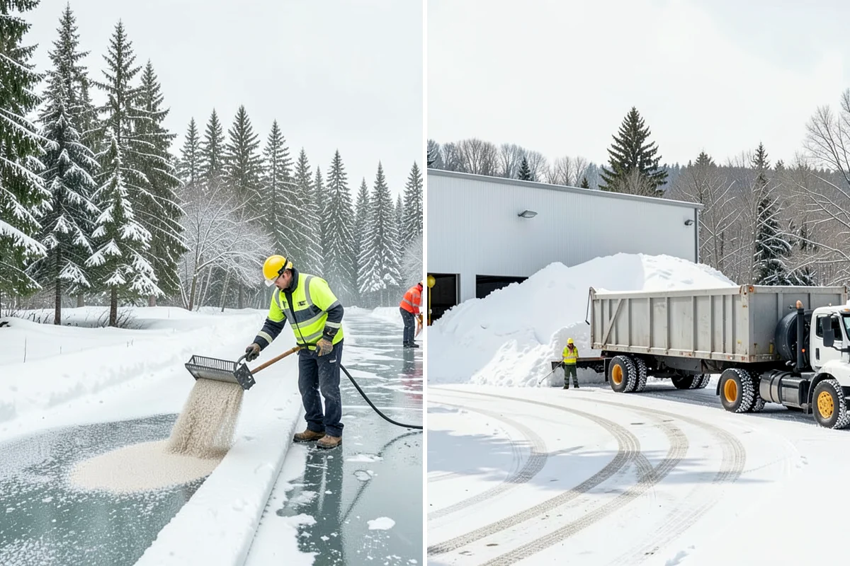 Self-Storage Facility Deicing in Snoqualmie, King County, WA - Map drive aisles, busy unit rows, and the office entrance