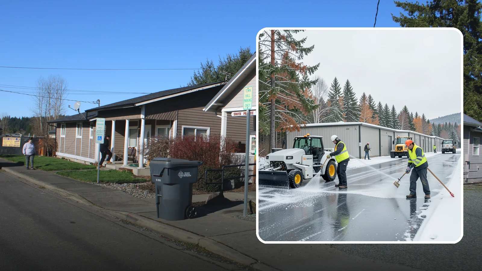 Self-Storage Facility Deicing in South Prairie, Pierce County, WA - Deicing for self-storage facilities, keeping drive aisles, unit approaches, and office entrances safe for customers hauling...