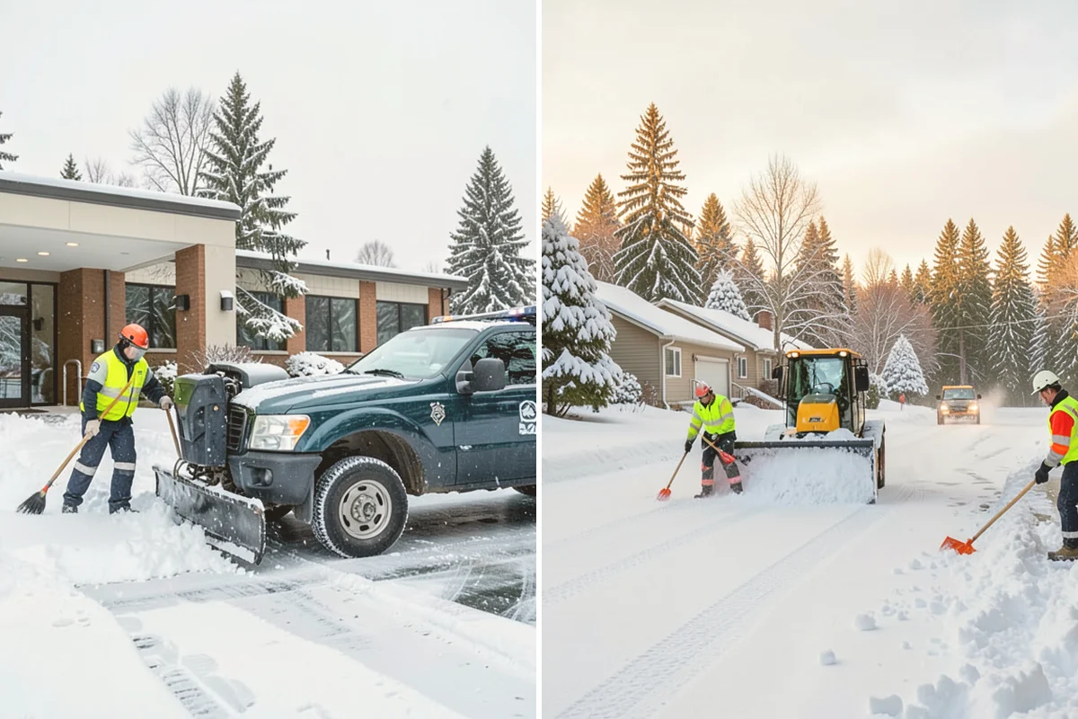 Self-Storage Facility Deicing in Stanwood, Snohomish County, WA - Map drive aisles, busy unit rows, and the office entrance
