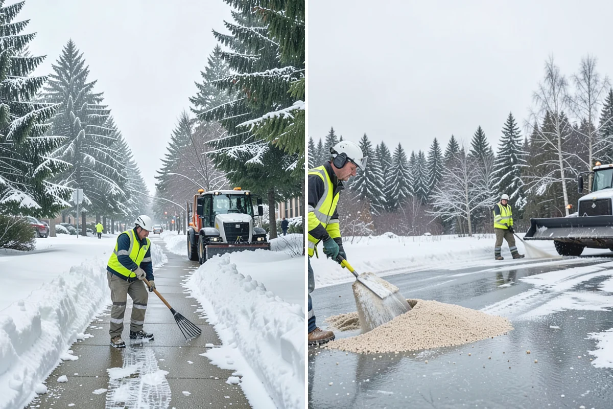 Self-Storage Facility Deicing in Sumner, Pierce County, WA - Map drive aisles, busy unit rows, and the office entrance