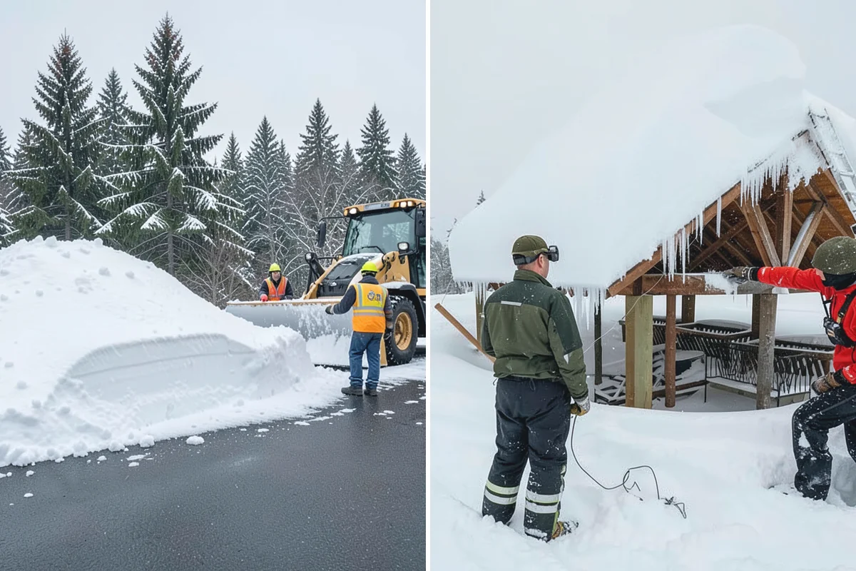 Self-Storage Facility Deicing in Wilkeson, Pierce County, WA - Map drive aisles, busy unit rows, and the office entrance