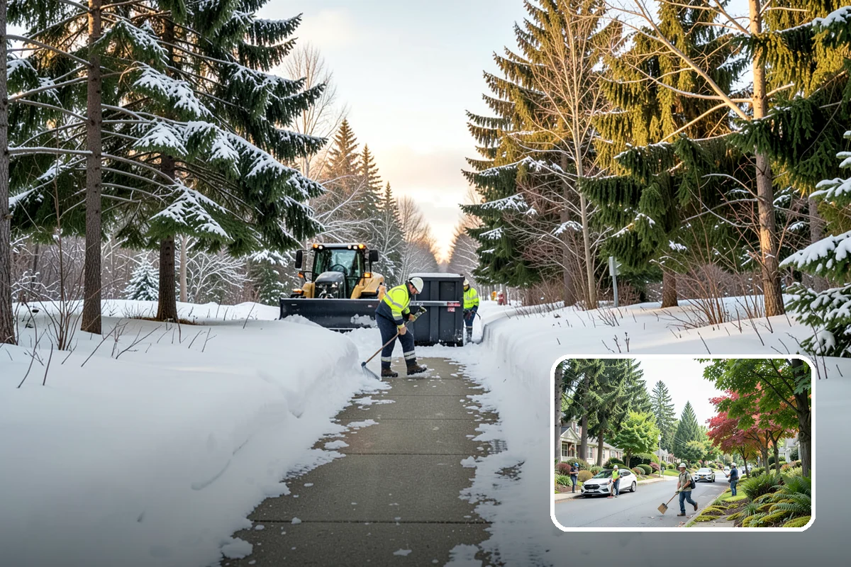 Self-Storage Facility Parking Lot Snow Removal in Beaux Arts Village, King County, WA - Narrow drive aisles stay passable for vehicles and trailers