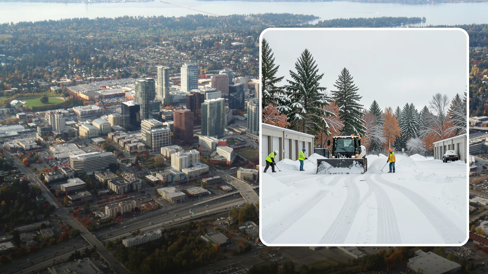 Self-Storage Facility Parking Lot Snow Removal in Bellevue, King County, WA - We clear self-storage drive aisles and gate approaches so Western Washington customers reach their units through winter.
