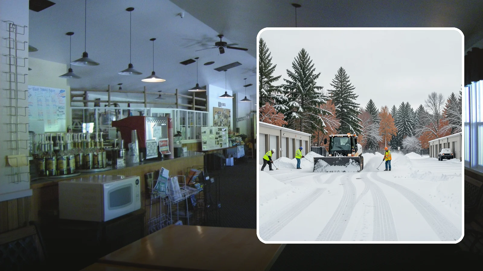 Self-Storage Facility Parking Lot Snow Removal in Black Diamond, King County, WA - We clear self-storage drive aisles and gate approaches so Western Washington customers reach their units through winter.