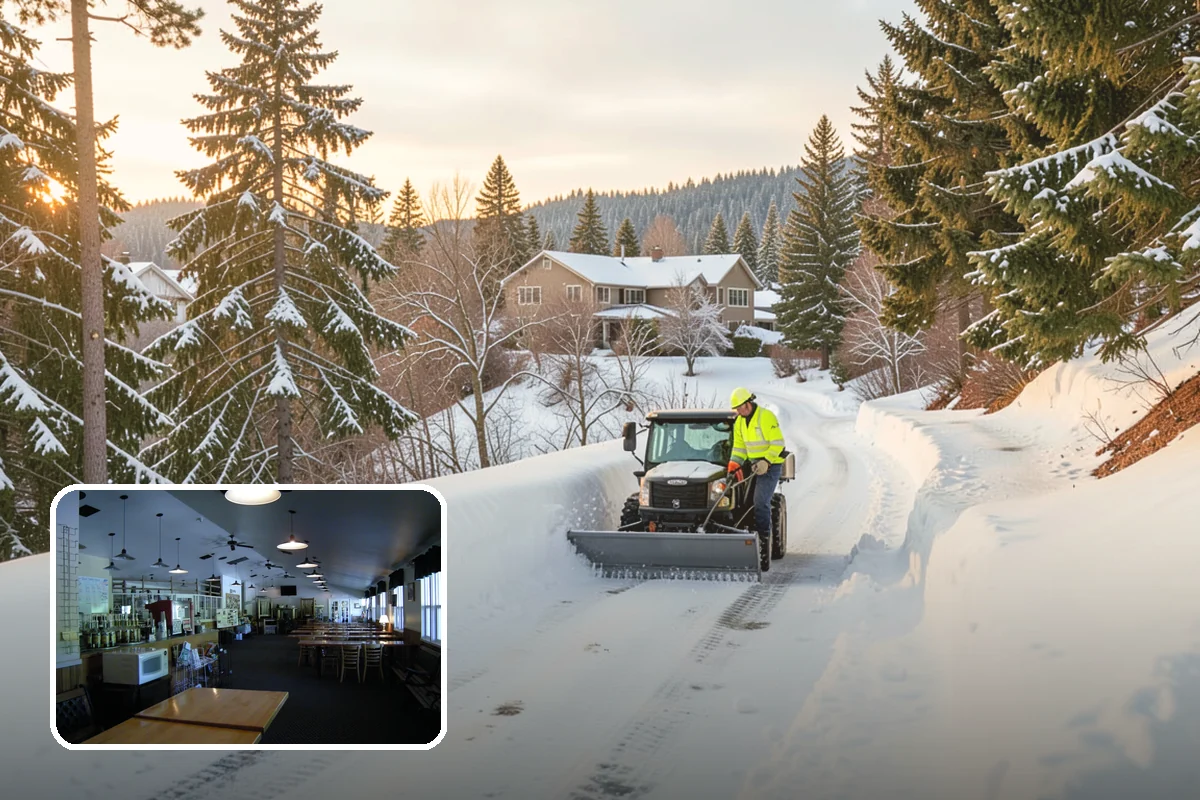 Self-Storage Facility Parking Lot Snow Removal in Black Diamond, King County, WA - Narrow drive aisles stay passable for vehicles and trailers