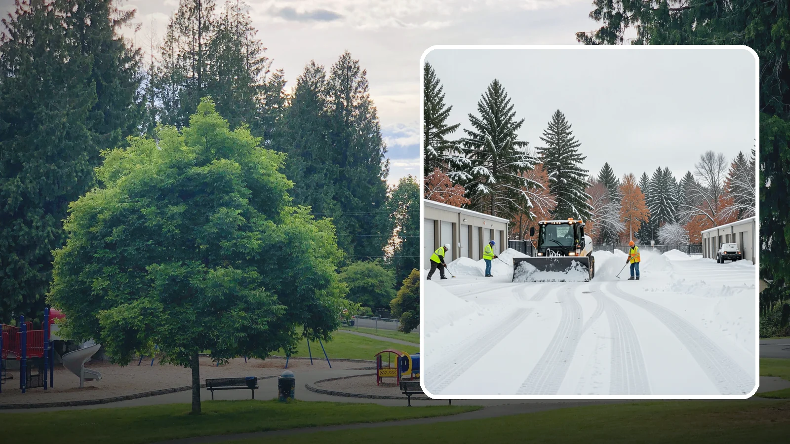 Self-Storage Facility Parking Lot Snow Removal in Bonney Lake, Pierce County, WA - We clear self-storage drive aisles and gate approaches so Western Washington customers reach their units through winter.