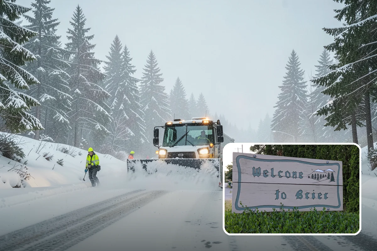 Self-Storage Facility Parking Lot Snow Removal in Brier, Snohomish County, WA - Narrow drive aisles stay passable for vehicles and trailers