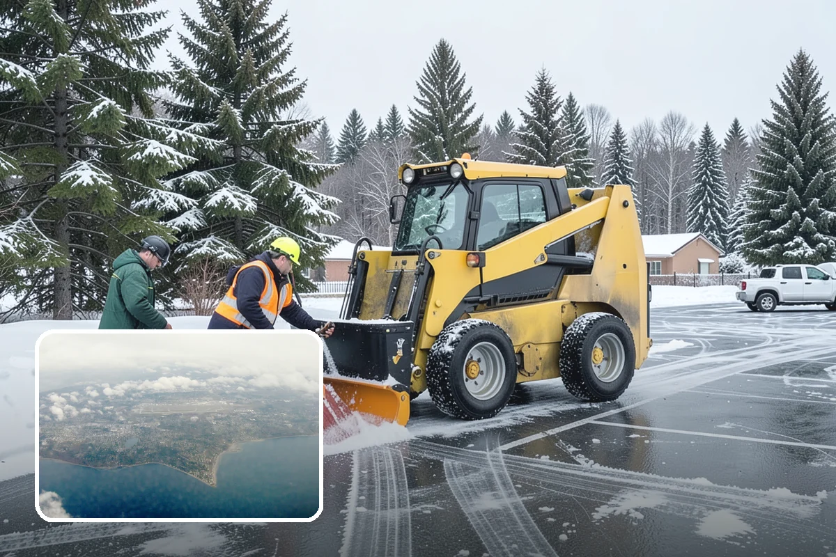 Self-Storage Facility Parking Lot Snow Removal in Burien, King County, WA - Narrow drive aisles stay passable for vehicles and trailers