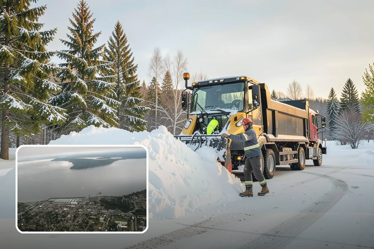 Self-Storage Facility Parking Lot Snow Removal in Des Moines, King County, WA - Narrow drive aisles stay passable for vehicles and trailers