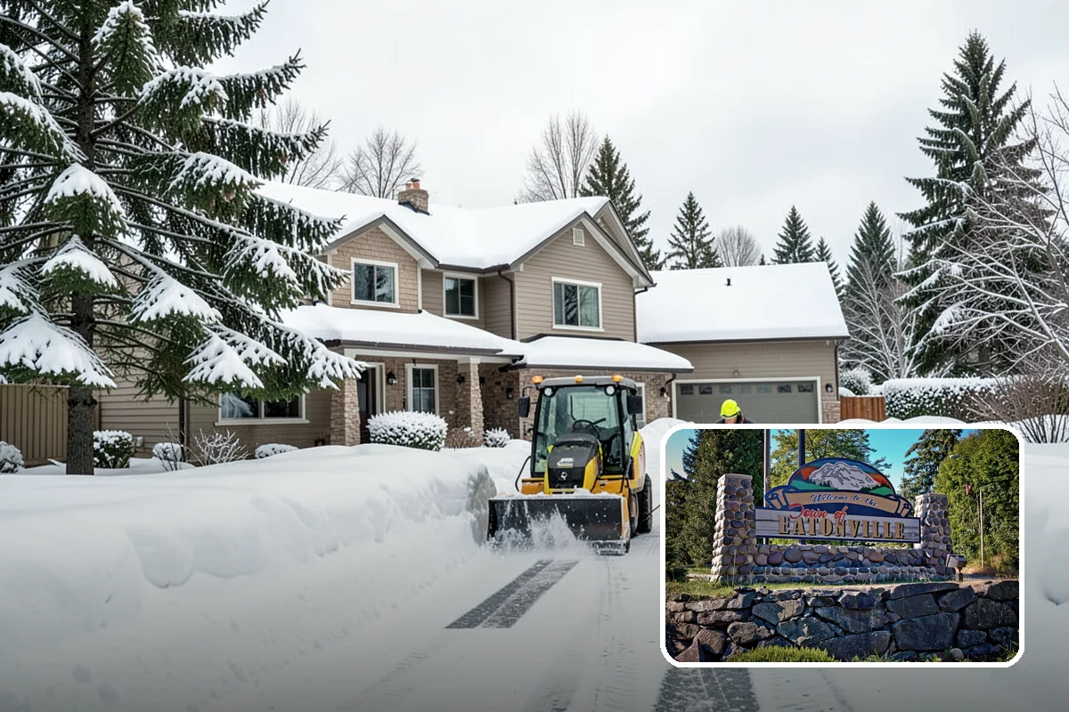 Self-Storage Facility Parking Lot Snow Removal in Eatonville, Pierce County, WA - Narrow drive aisles stay passable for vehicles and trailers