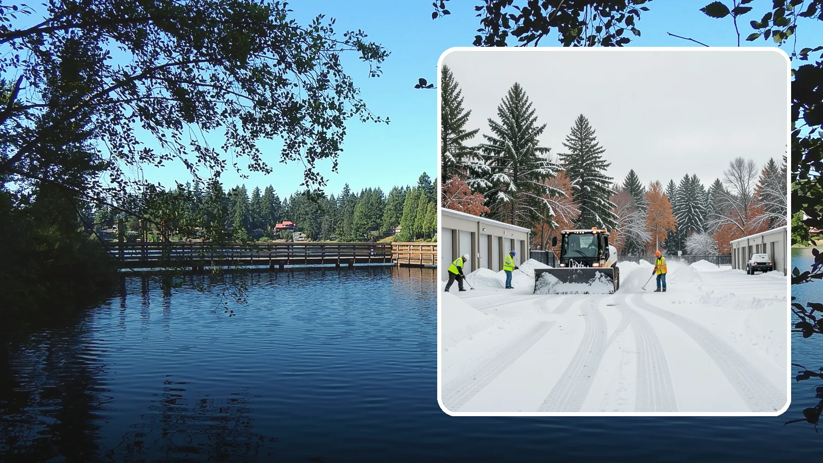 Self-Storage Facility Parking Lot Snow Removal in Federal Way, King County, WA - We clear self-storage drive aisles and gate approaches so Western Washington customers reach their units through winter.