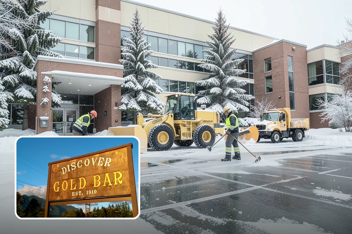 Self-Storage Facility Parking Lot Snow Removal in Gold Bar, Snohomish County, WA - Narrow drive aisles stay passable for vehicles and trailers